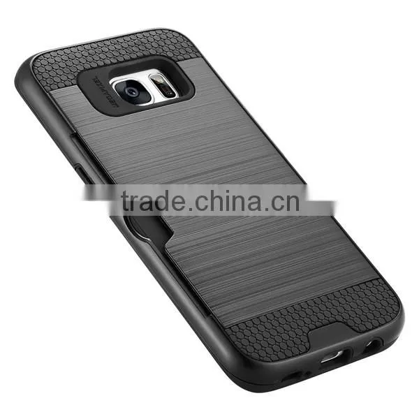 C&T Dual Layer Armor Hybrid Wallet Card Slots Case cover for Samsung Galaxy S7 Edge