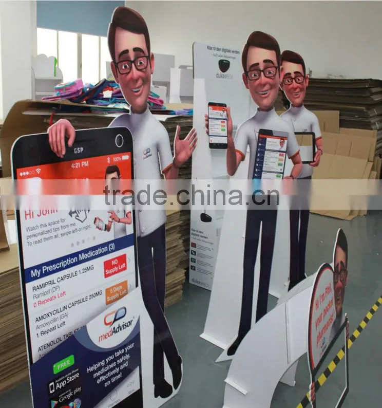 Eco-friendly custom advertising portable standee display cardboard stand commercial fingure image paper display