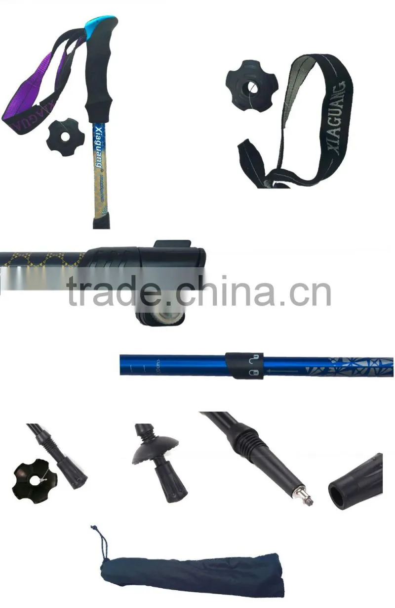 alumium7075 telescopic trekking pole nordic folding walking stick