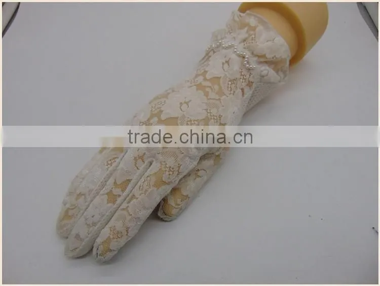 Ladies Evening Party Dress White Lace Gloves For Summer Dress