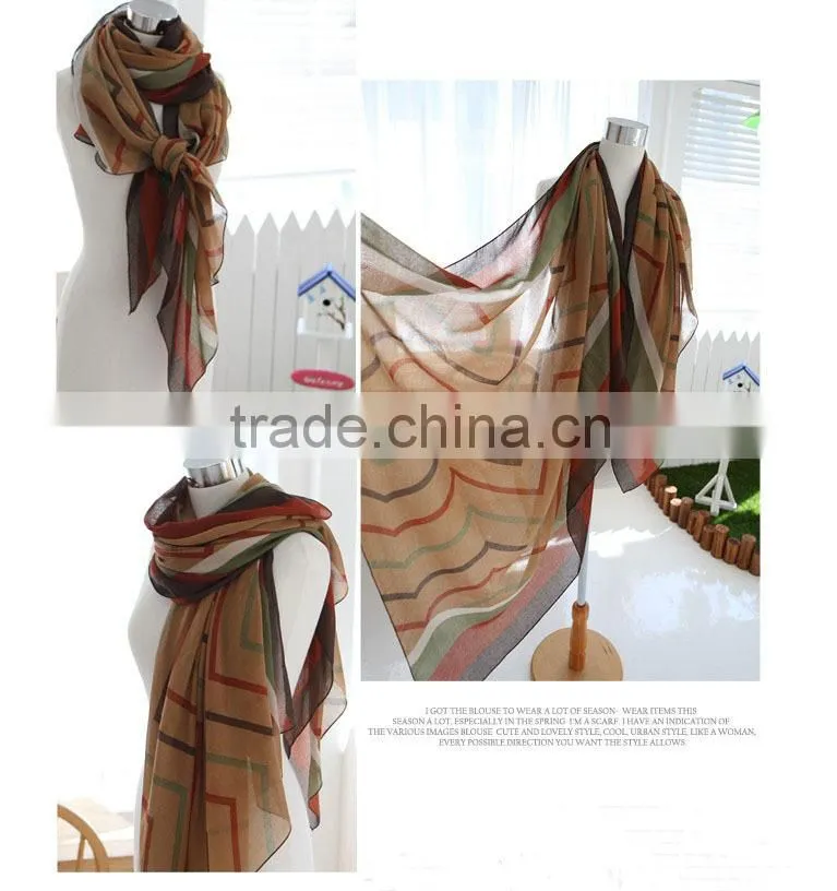 2014 hotsale 100% polyester geometic printed woman scarf