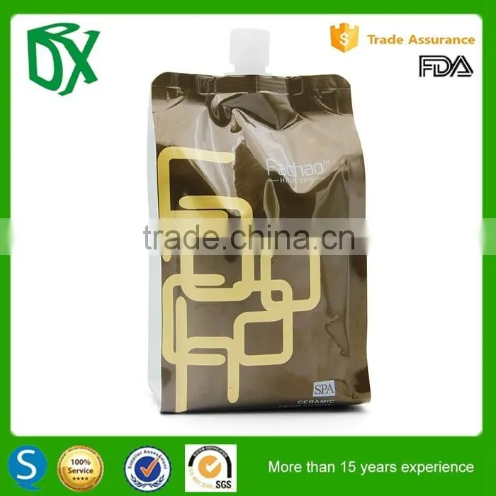 Trending hot products plastic waterproof laminated beverage pouch with spout for beer and wine