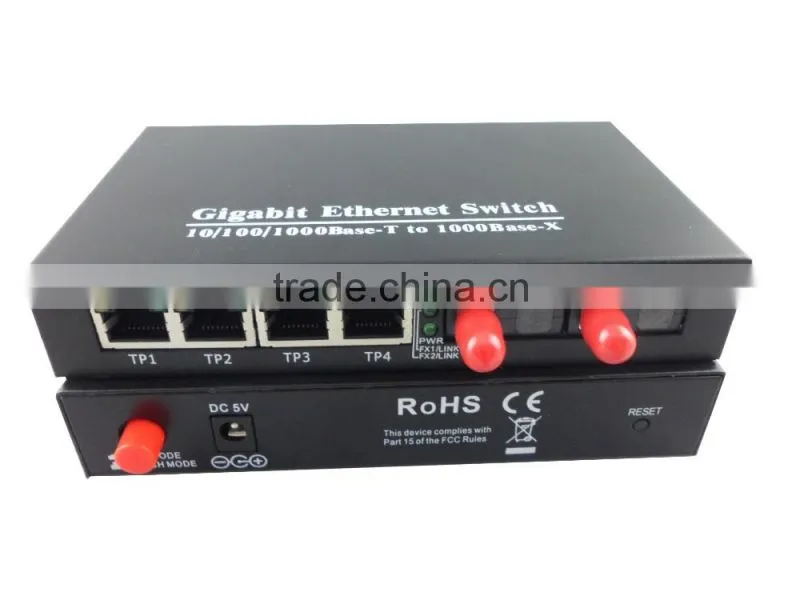 Gigabit Ethernet ST 10/100/1000M fiber optic media converter,4 port fiber optic media converter ,ftth optical receiver