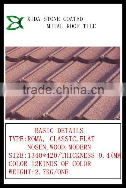 STURDY ALUMINIUM ZINC STONE COATED METAL ROOF TILE