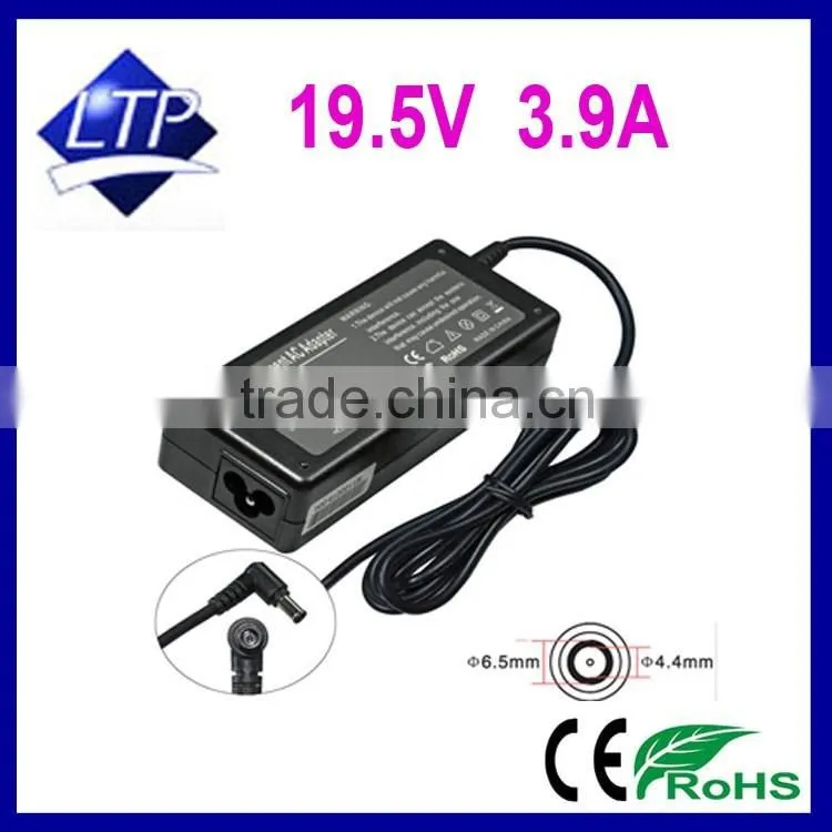 High quality adaptor 19.5V 3.9A 6.5*4.4mm laptop Adapter for Sony vgp-ac19v33 laptop charger 75w power supply