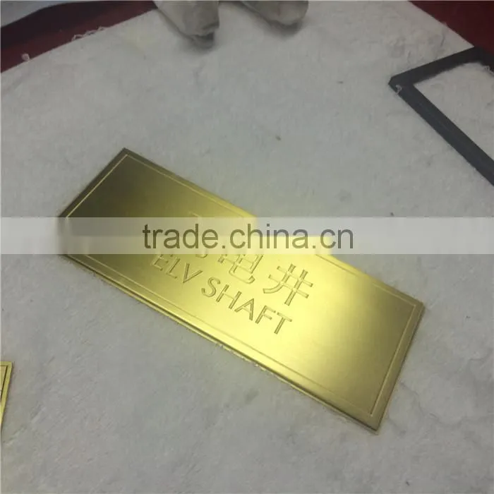 gold plating custom made signboard Electrical safety sign made of metal