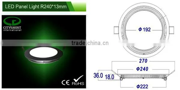 super slim 160mm cut out 12w LED Round Panel Light office with PC fireprof material for innovative lighting
