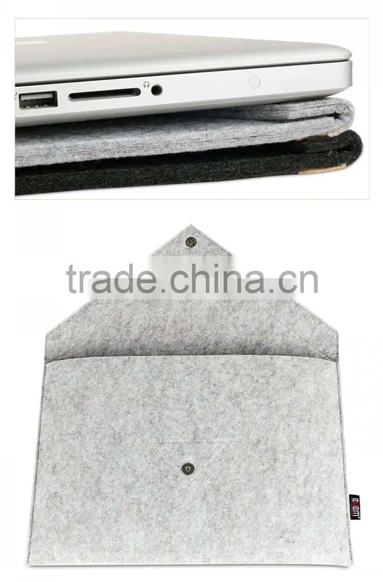2015 BUBM Grey Pure Wool Felt Fabric Carrying 13 inch Computer Notebook Case Bag
