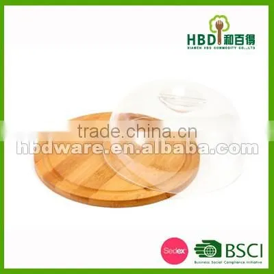 Hot selling bamboo cheese board with plastic dome