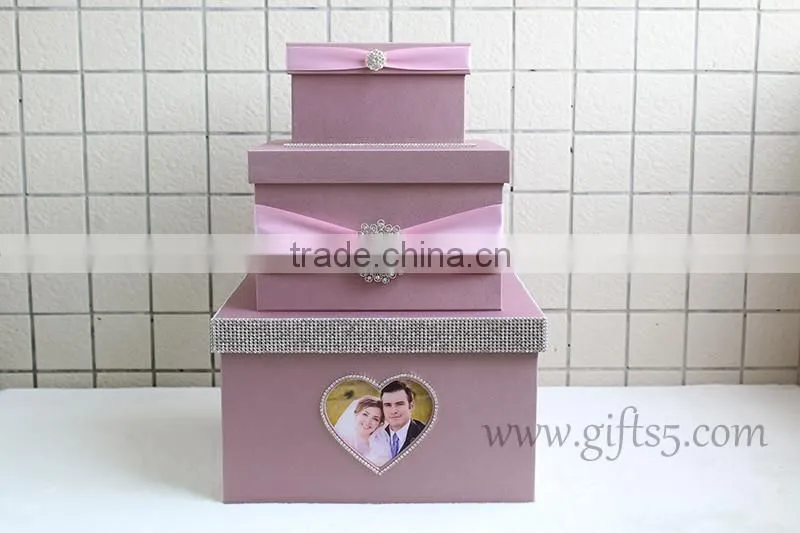 Elegant wedding gift card holder 3 tier white wedding card box wholesale