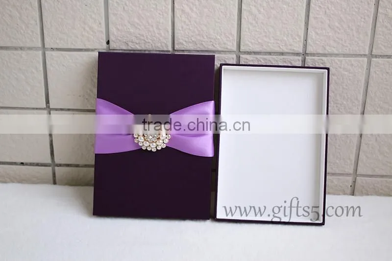 2016 latest Wedding Gift Box for invitation cards with ribbon custom made
