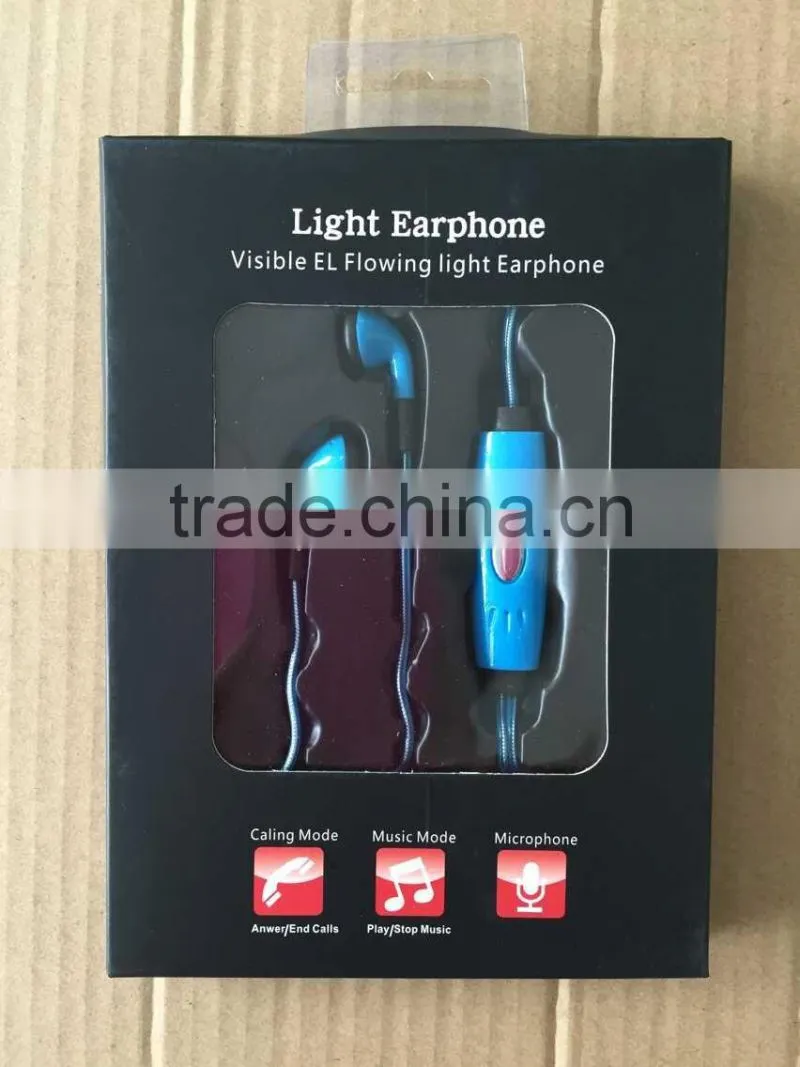 KPT EL WIRE FLASHING LIGHTING EARPHONE GLOWING EARPHONE HEADSET