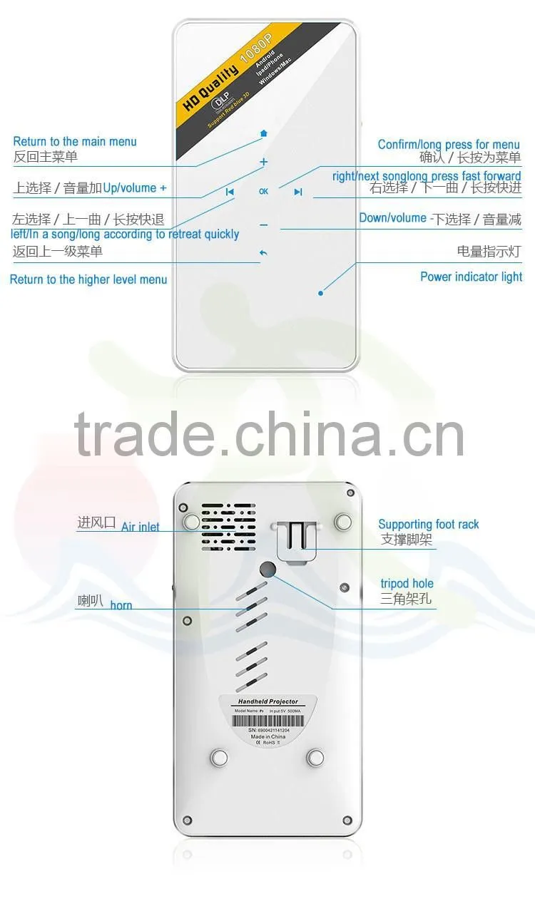 Hot Selling Latest Smart Pico Projector Wifi Dlp Led Mini Pocket Projector