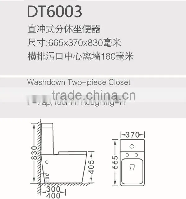 hot design china supplier cheap ceramic two piece ceramics toilet DT6003