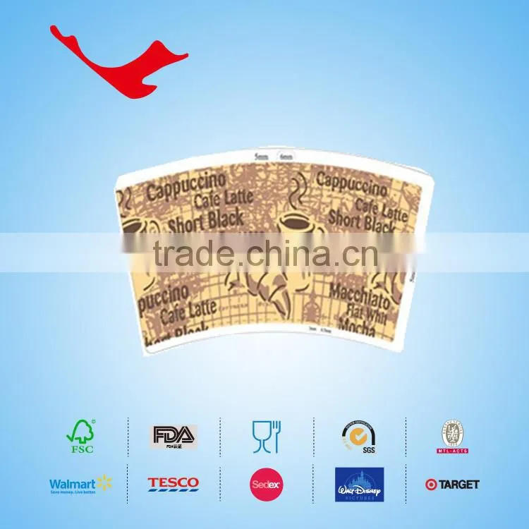 Disposable coffee cup`s piece /fan/ sheet with PE coated