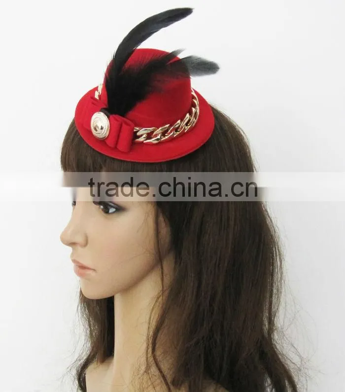 MYLOVE Red Top Hat Hair Fascinator Hair clips Party Prom hair Accessories MLXM002