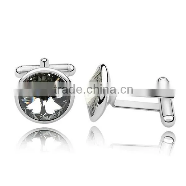 Europe high polishing cufflinks silver metal copper silver cuff link crytsal for men shirts