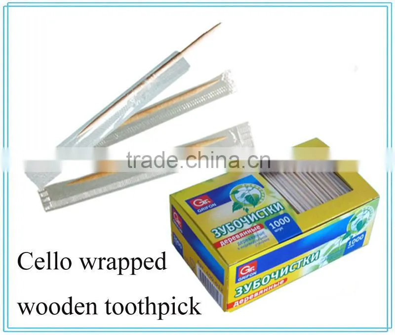 Cello individually wrapped wooden toothpick diameter 2.0mm