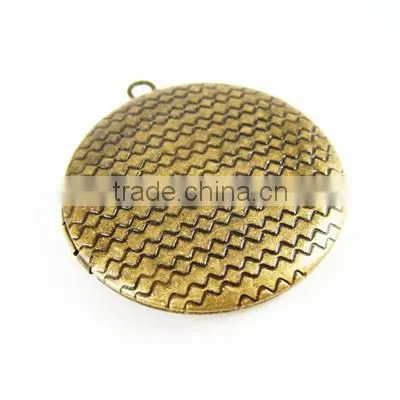 32MM round photo locket,vintage brass bronze lockets,DIY setting locket,engraved locket 1111025
