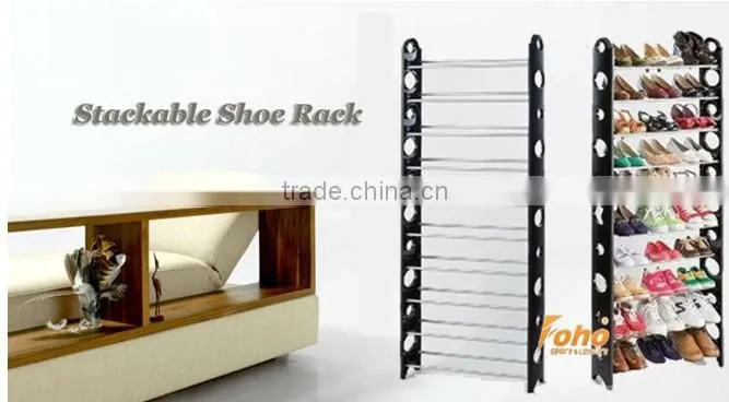 Ladies shoe rack stackable storage shelves with 4 and 10 tiers( FH-SR00611)
