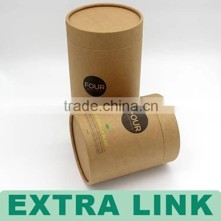 High Quality Kraft Round Paper Tube Packaging , Food Grade Circle Cardboard Tube Box Packaging With Wax Inner liner