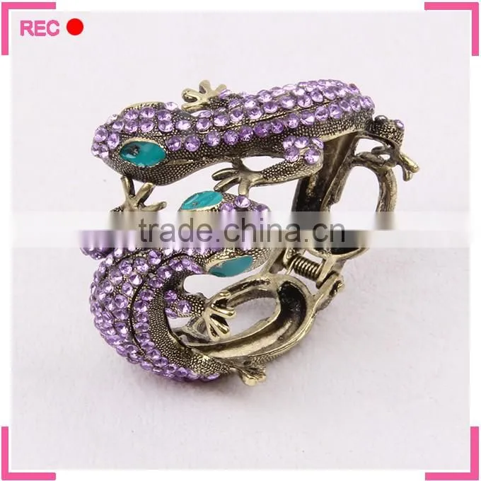 New design bangles exaggerated, Lizard shaped crystal bangles wholesale