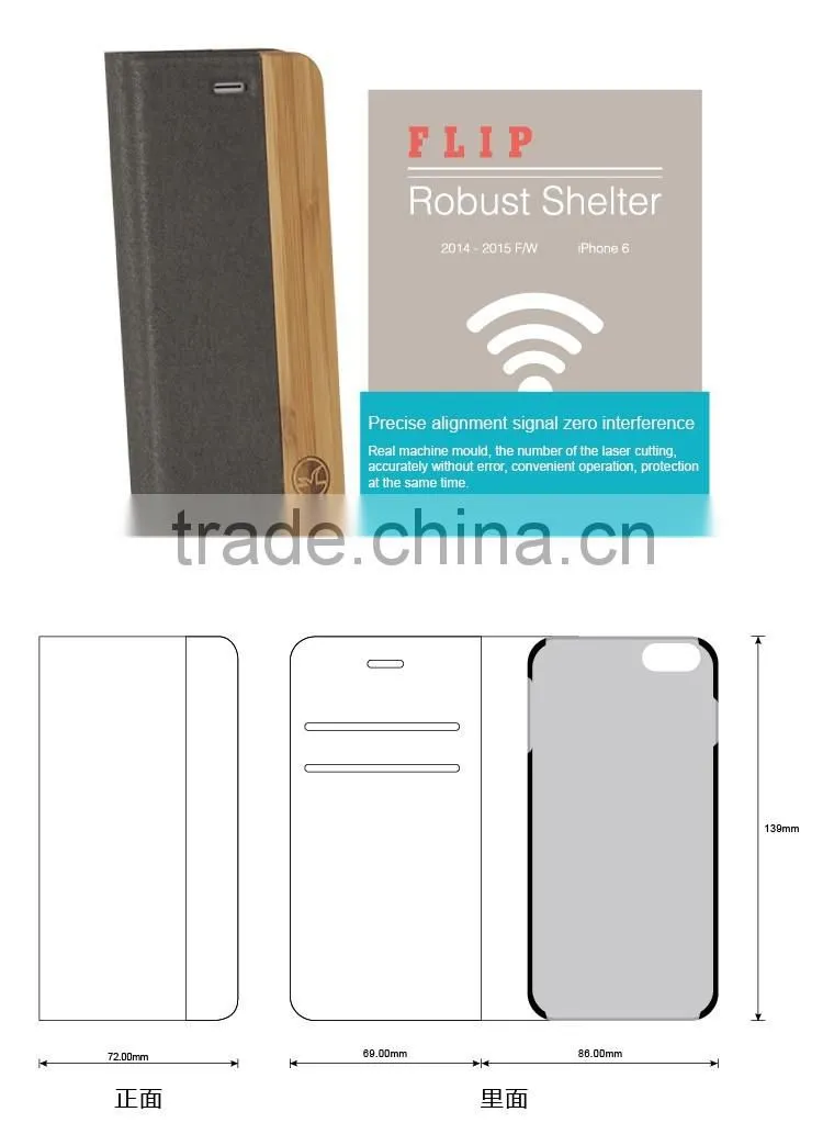 New Arrival High Quality PU Leather Cover for iPhone 6 Leather Flip Wallet Case Wood