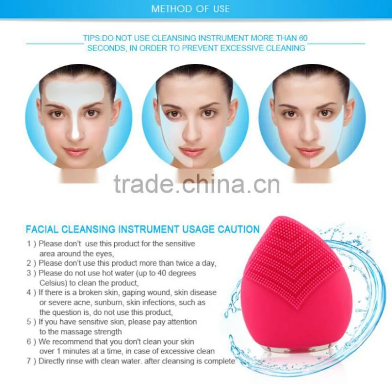 Cheap Waterproof Sonic Electric Facial Cleaner Brush With USB Wireless Charging