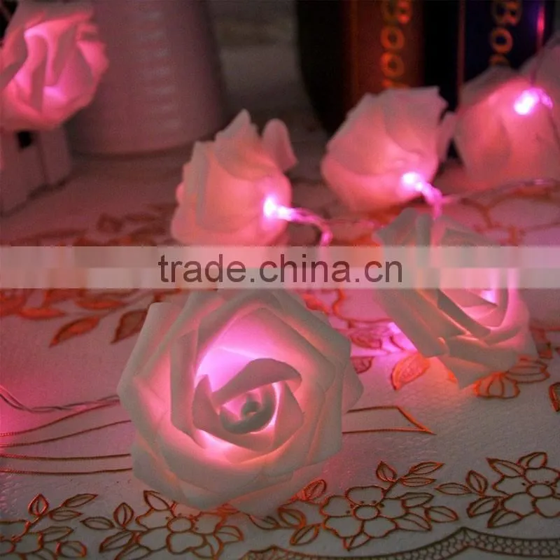 20 LED Rose Flower String Lights for Wedding Garden Party Christmas Decoration Warm White