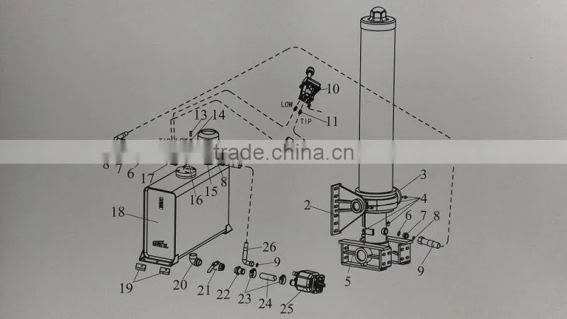 steel multistages hydraulic cylinder of dumper