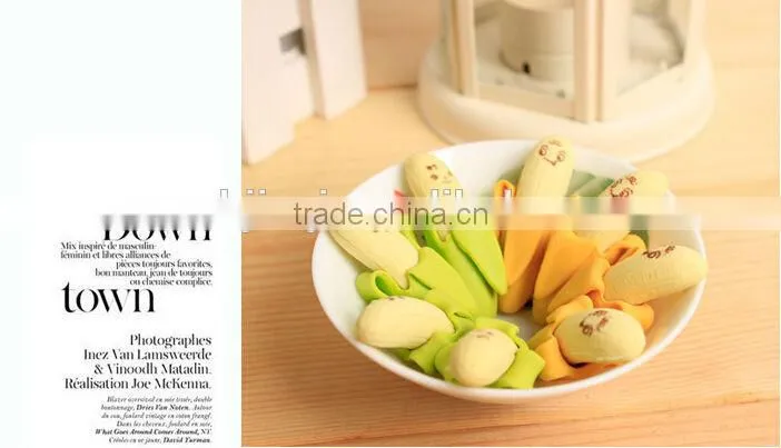 Nice and fashion skinning banana eraser with expression (2pcs)