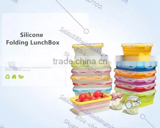 Silicone Outdoor Food Box Silicone Collapsible Outdoor Food box Silicone NON Leaking Food Box