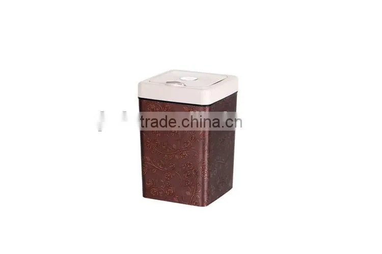 Flip Square Plastic Trash Can Waste Bin Square Container With Lid 13L