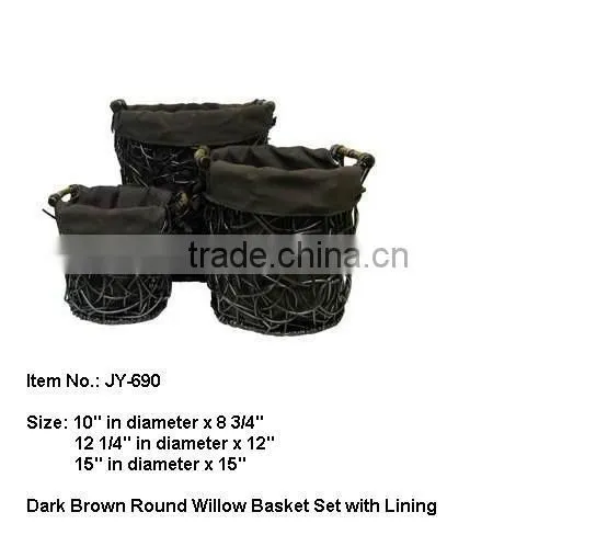 Dark brown wicker laundry basket Set With Liner