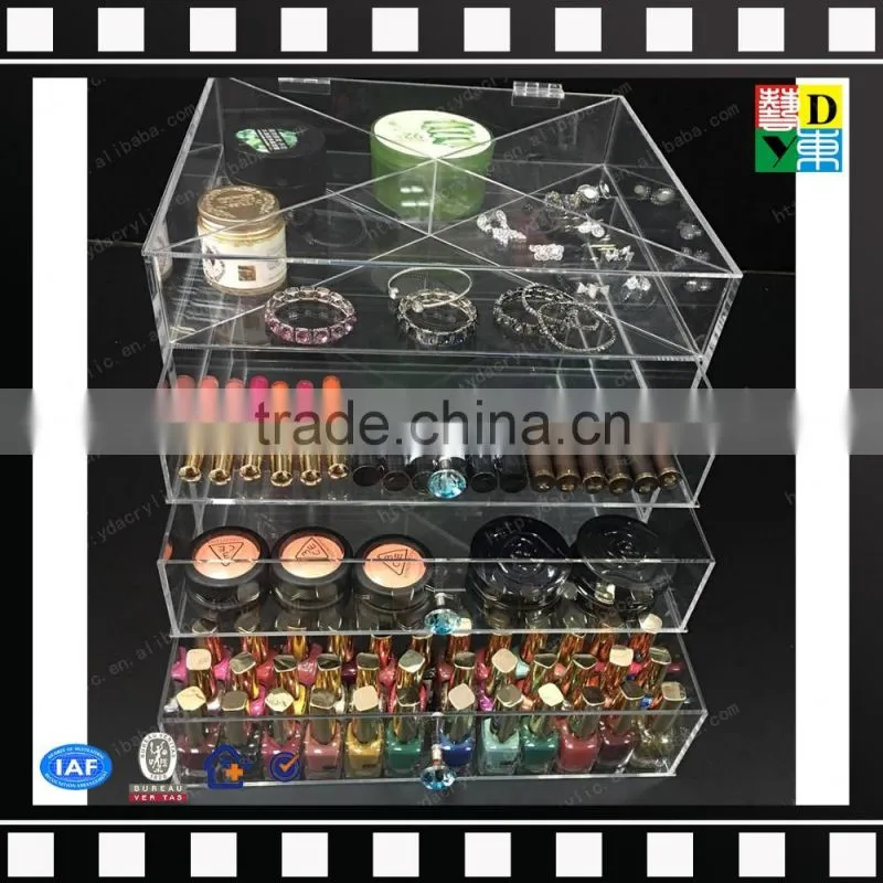 2016 customized Deluxe Diamond Handle Clear Acrylic Makeup Organizer with 7 Drawer