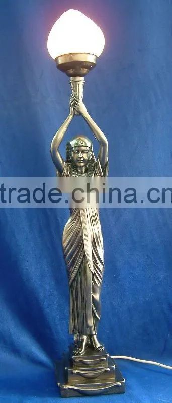 Hand painted resin sculpture with standing-resin woman sculpture-clear resin statue-resin bird