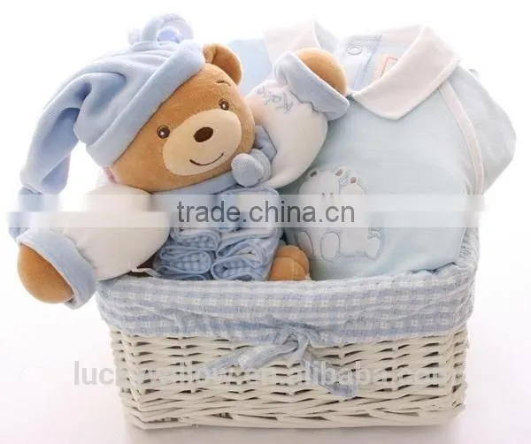 Antique wicker new baby gift basket