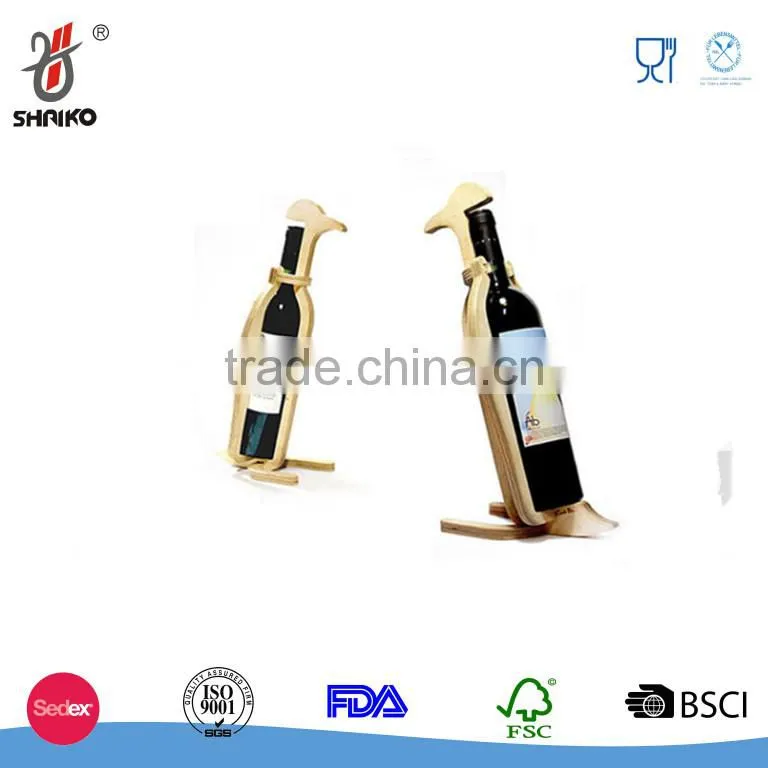 Chinese Supplier wooden single bottles cute animal home bar pub decoration wine rack