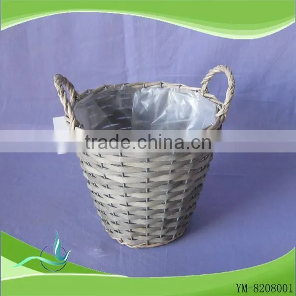 100% handmade wicker basket for flower , willow flower pot with plastic lining