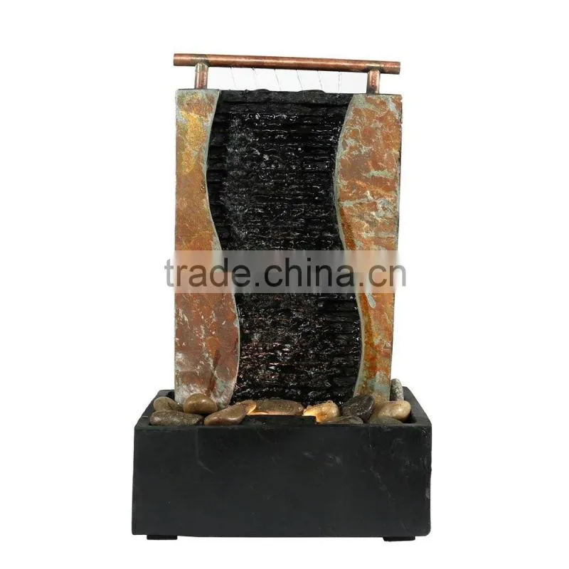Bending Slate Tabletop Water Fountain with LED Light