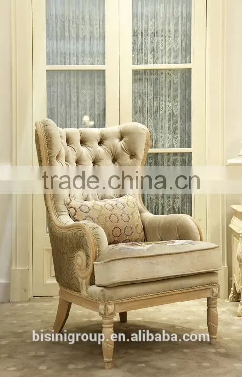 Handmade wooden frame carved antique french tufted royal child armchair - BF07-70354A