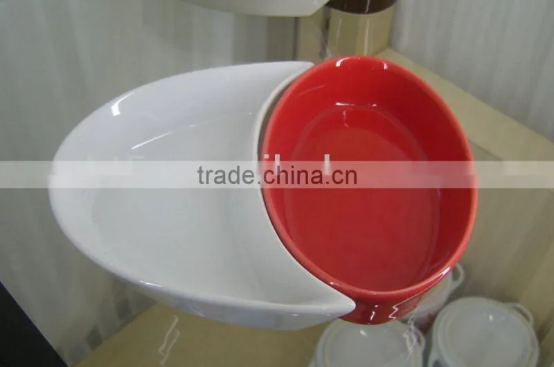 Set of 2 customized colorful ceramic tasting plate set,snack tray