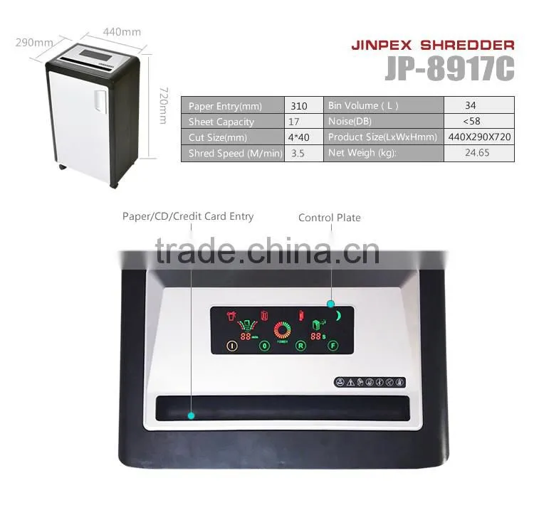 JP-8917C A3 Paper shredder 17sheets cross cut 310MM Medium office equipment