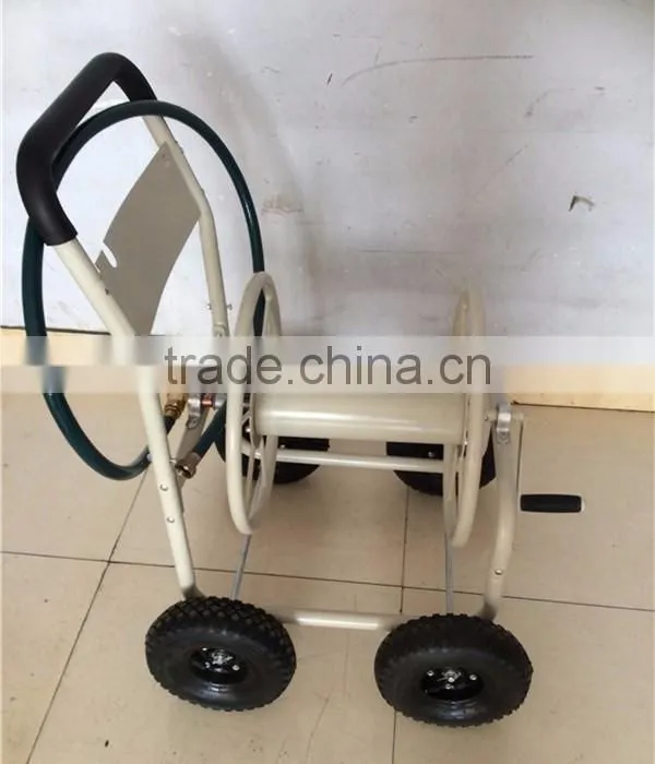 Metal Four Wheel Garden Hose Reel Cart