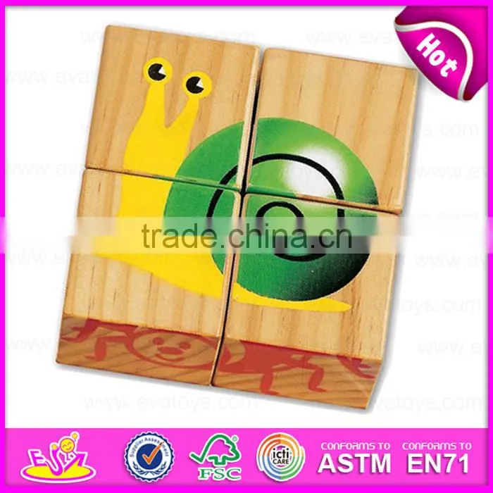 New Popular games 4PC Wooden cubic 3d puzzle for children W14F043