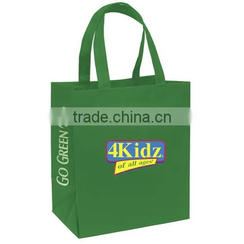 White Color Logo Printed Non-woven Poly Pro Gusseted Bag