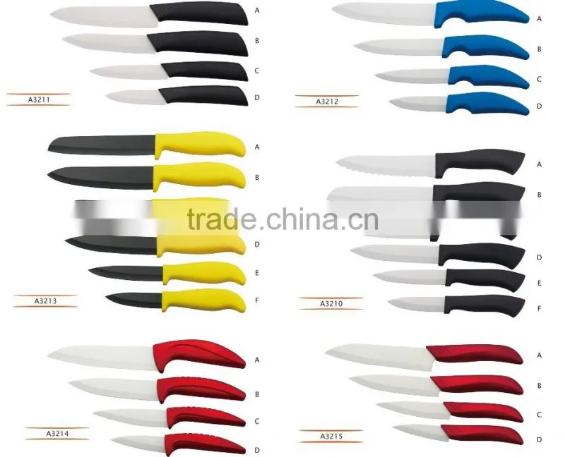 5 pieces colored ceramic kitchen knife set with peeler