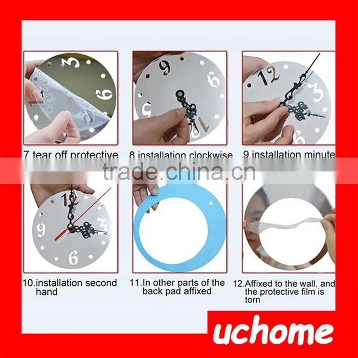UCHOME Modern Style Butterfly Fairy DIY Mirror Wall Clock Wall Sticker Home Decor Bedroom Living Room
