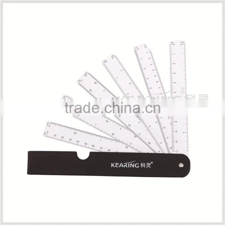 Kearing triangular plastic scale rulers 1/3 &1/4 &1/5 sanwich line scale with a protractor for fashion designing #8345