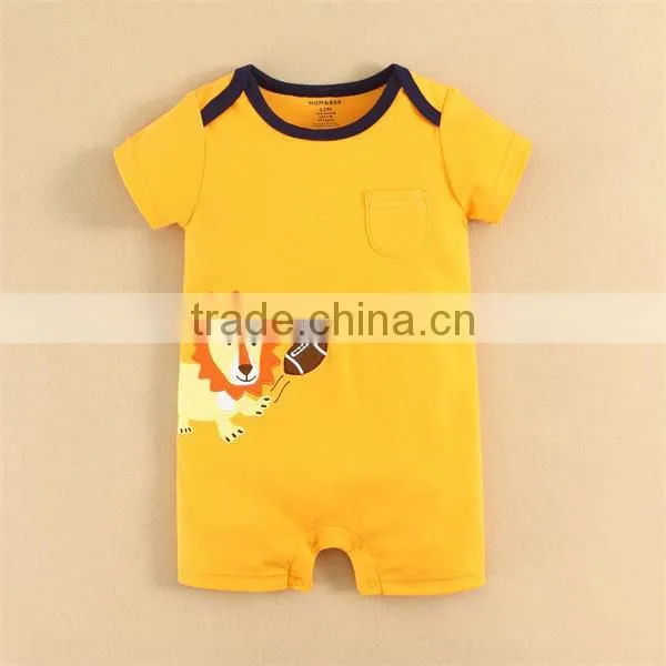 MOM AND BAB Wholesale Baby Boys Clothes Summer Baby Boys Bodysuit 100%cotton embroidery design